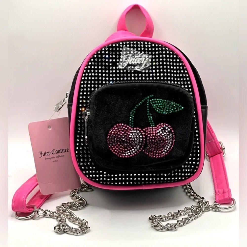 Juicy Couture Mini Backpack Purse Cherry Rhinestone Design Viral TikTok Bag